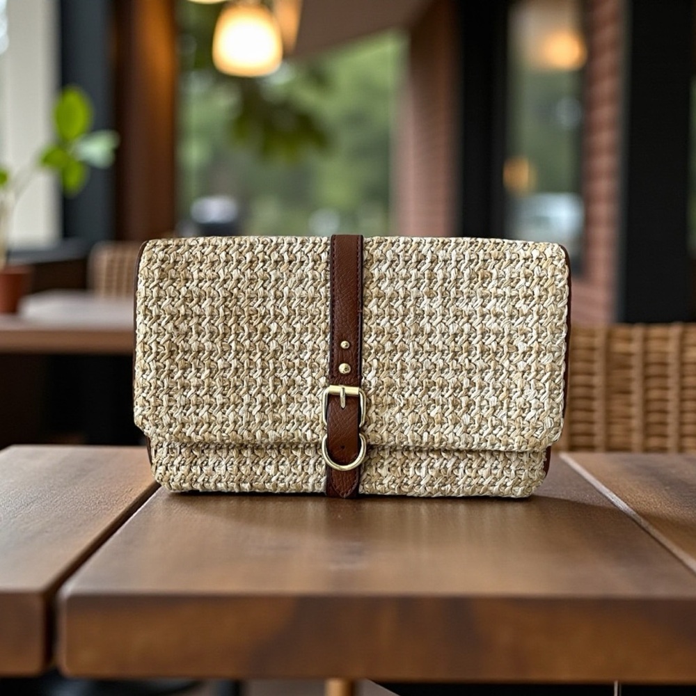 GAP Woven Tan and Brown Clutch